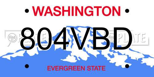 804VBD Washington License Plate