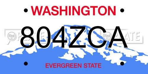 804ZCA Washington License Plate