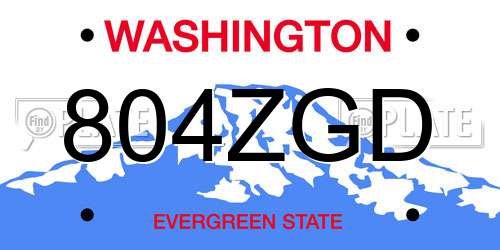 804ZGD Washington License Plate
