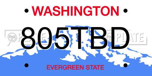 805TBD Washington License Plate