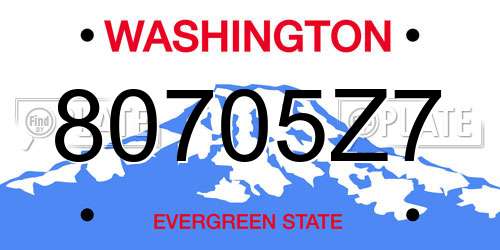 80705Z7 Washington License Plate