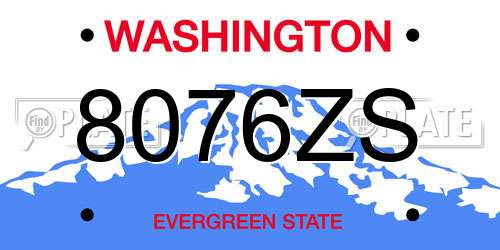 8076ZS Washington License Plate