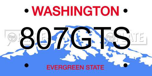 807GTS Washington License Plate