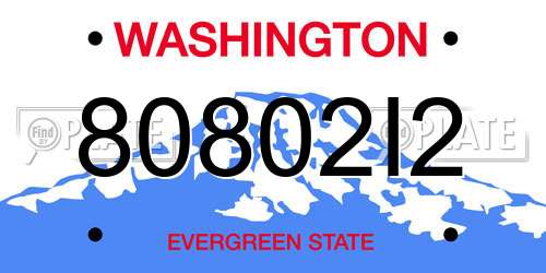 80802I2 Washington License Plate
