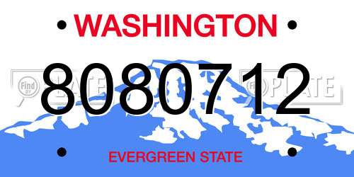 8080712 Washington License Plate