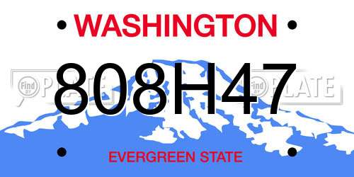 808H47 Washington License Plate