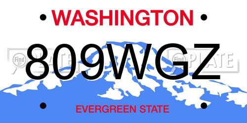 809WGZ Washington License Plate