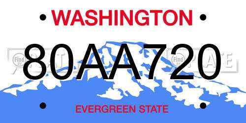 80AA720 Washington License Plate