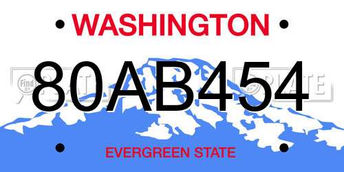 80AB454 Washington License Plate