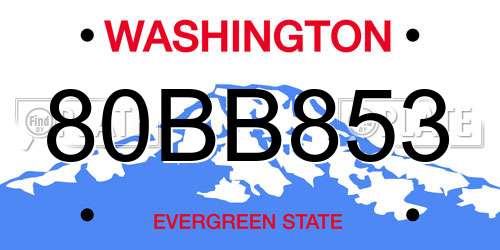 80BB853 Washington License Plate