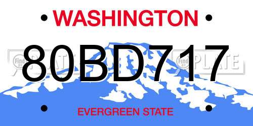 80BD717 Washington License Plate