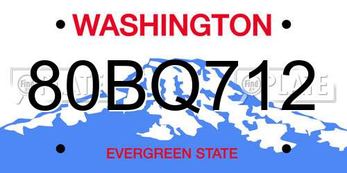 80BQ712 Washington License Plate