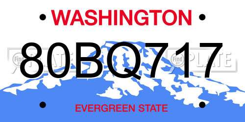 80BQ717 Washington License Plate