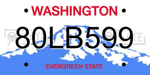 80LB599 Washington License Plate
