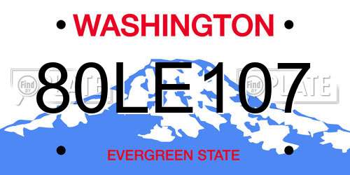 80LE107 Washington License Plate
