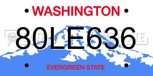 80LE636 Washington License Plate