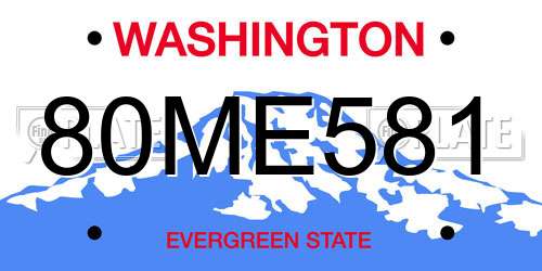 80ME581 Washington License Plate