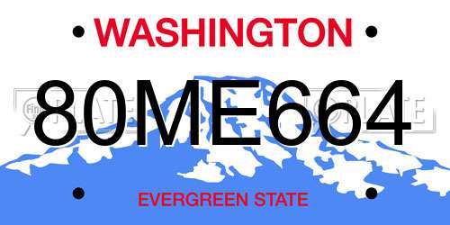 80ME664 Washington License Plate