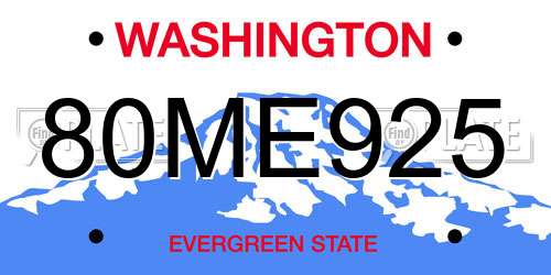 80ME925 Washington License Plate
