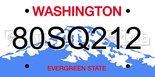 80SQ212 Washington License Plate