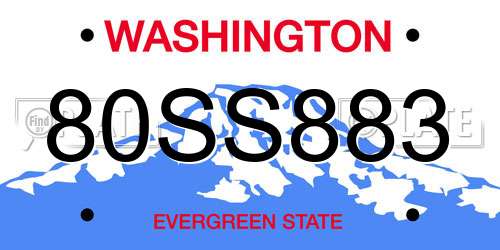 80SS883 Washington License Plate