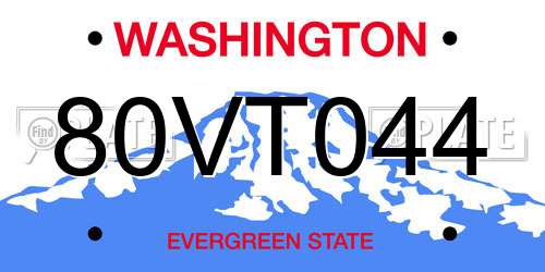 80VT044 Washington License Plate