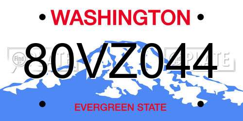 80VZ044 Washington License Plate