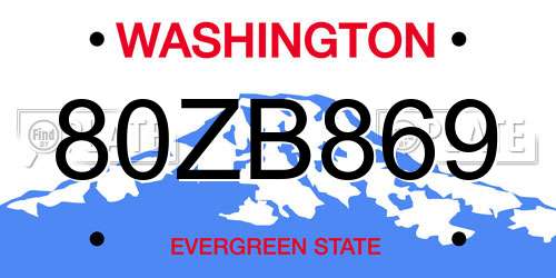 80ZB869 Washington License Plate