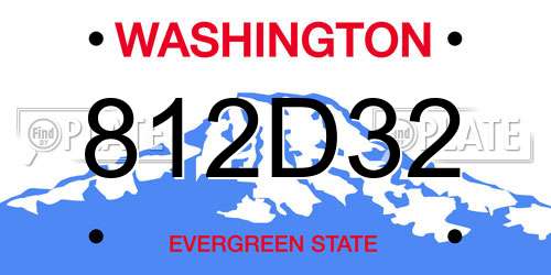 812D32 Washington License Plate