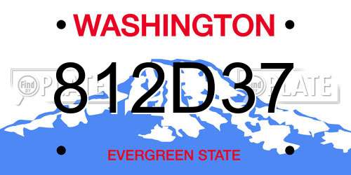812D37 Washington License Plate