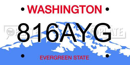 816AYG Washington License Plate