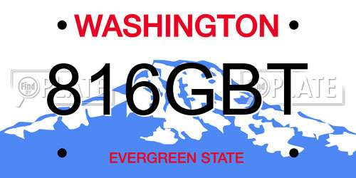 816GBT Washington License Plate