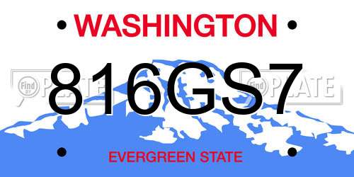 816GS7 Washington License Plate