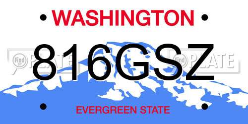 816GSZ Washington License Plate