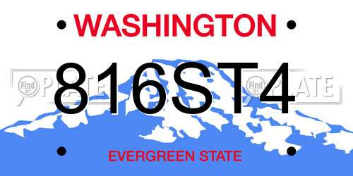 816ST4 Washington License Plate
