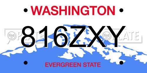 816ZXY Washington License Plate