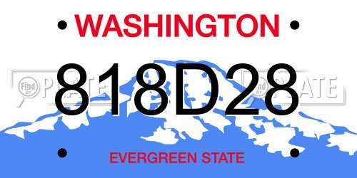 818D28 Washington License Plate
