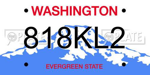 818KL2 Washington License Plate