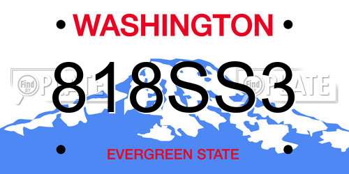 818SS3 Washington License Plate