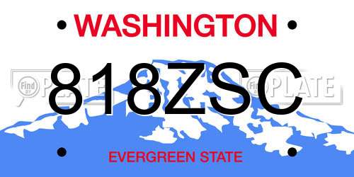 818ZSC Washington License Plate