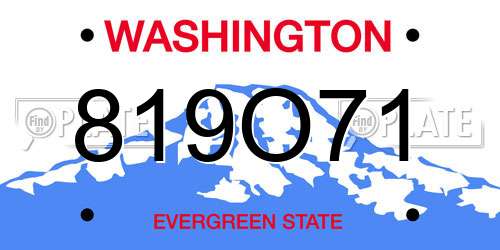 819O71 Washington License Plate