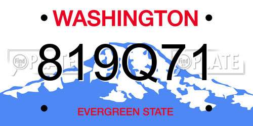 819Q71 Washington License Plate