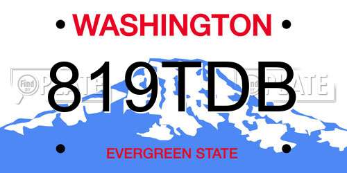 819TDB Washington License Plate