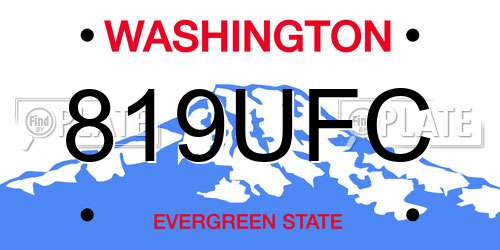 819UFC Washington License Plate