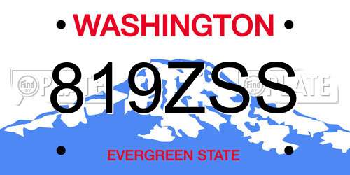 819ZSS Washington License Plate