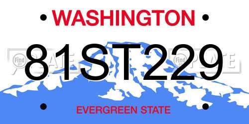 81ST229 Washington License Plate