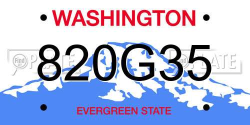 820G35 Washington License Plate
