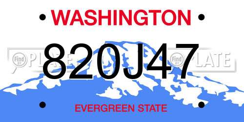 820J47 Washington License Plate