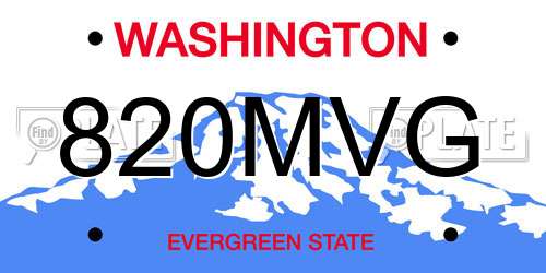 820MVG Washington License Plate