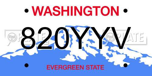 820YYV Washington License Plate